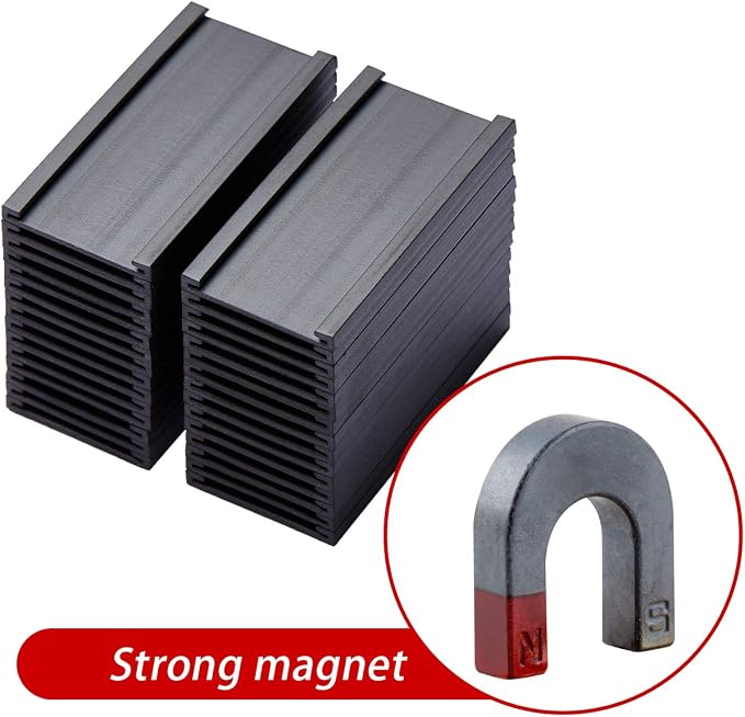 200 Pieces Magnetic Label Holders with Magnets Magnetic Data Card Holders with Clear Plastic Protectors for Metal Shelf, Whiteboard (1 x 2 Inch)