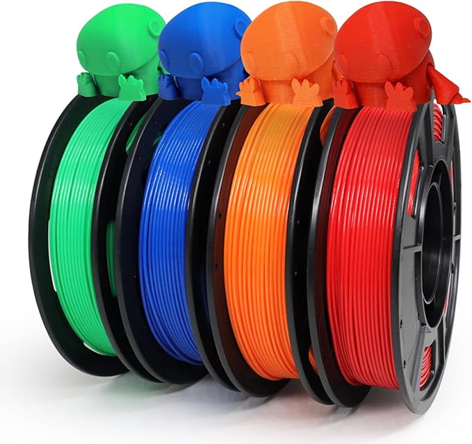 YOUSU PLA Plus Filament 1.75mm Bundle 4x250g, 4 Pack 1 KG PLA+ Sample 3D Printer Filament, 3D Printing Multi Pack Filament Dimensional Accuracy +/- 0.02mm(2.2lbs),Red/Orange/Blue/Green