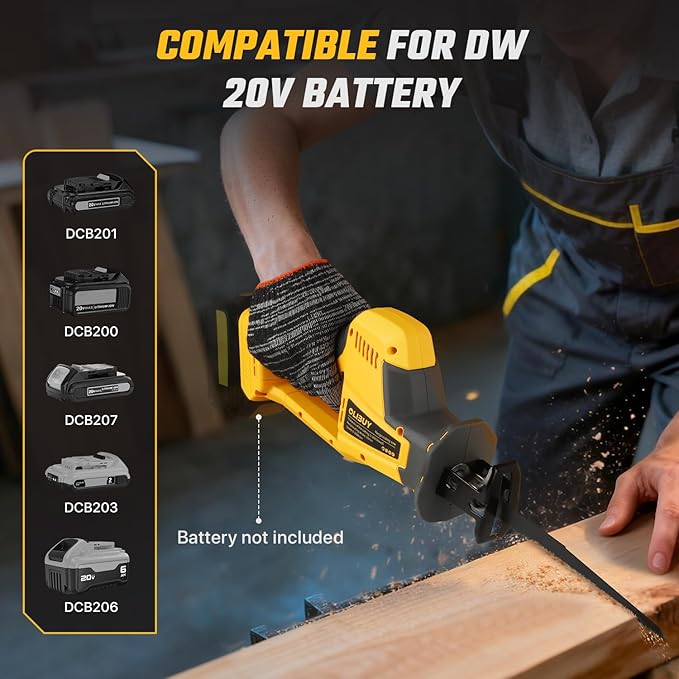 Reciprocating Saw for Dw 20V Battery, Cordless Reciprocating Saws with 8 Blades,0-3000SPM Variable Speed, Cordless Sawzall for Wood/Metal/PVC Cutting(Battery Not Included)