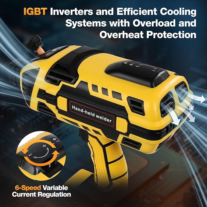 Handheld Welding Machine, 110V IGBT Inverter Portable Welding Machine with 6 Variable Current Adjustment, 20-120Amp Welding Output Handheld ARC Welder Gun for 1/16"-1/8" Welding Rods