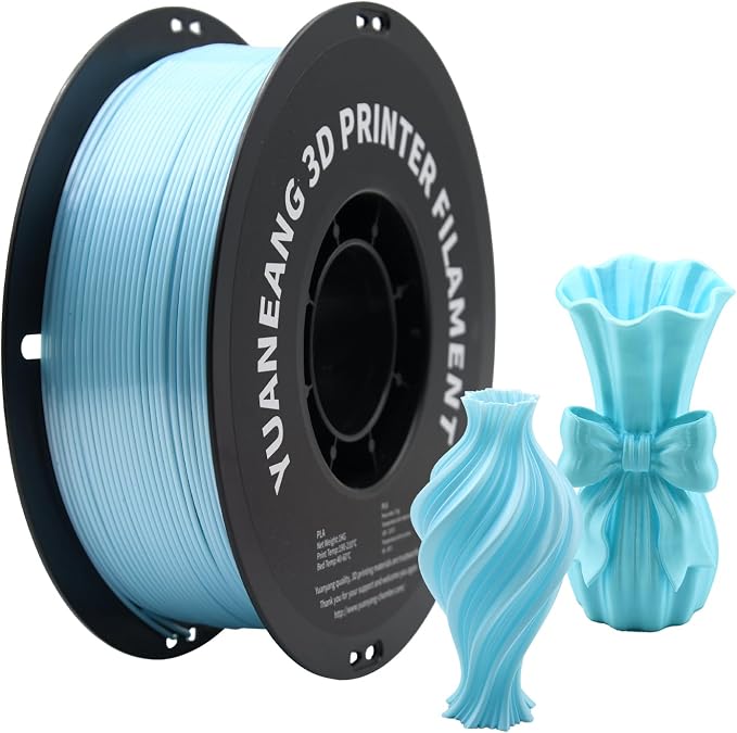 Silk PLA 3D Printer Filament 1.75mm, 1kg Spool, Smooth Shiny Finish, ±0.03mm Precision, Easy Printing, Ideal for Decorative Models, Gifts， Light Sky Blue
