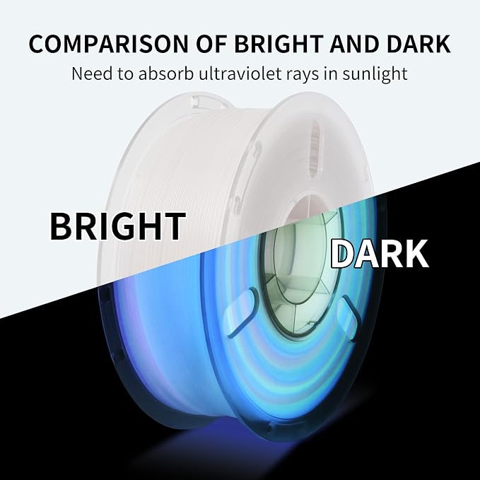 RAMBERY Glow in The Dark Rainbow 3D Printer Filament Luminous PLA Filament 1.75mm 3D Printing Filament Fit Most FDM Printers, 1kg(2.2lbs)/Spool
