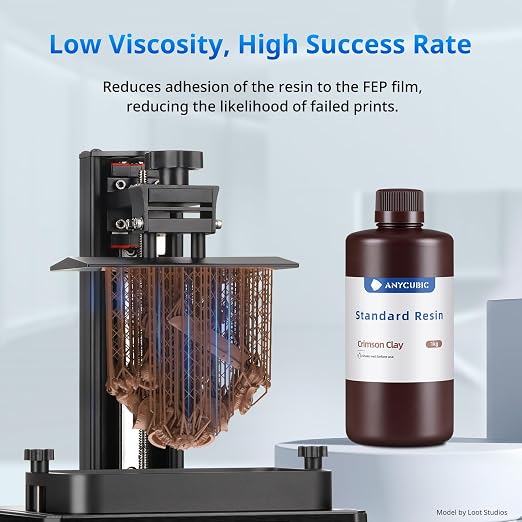 ANYCUBIC Upgraded 8K 3D Printer Resin, 3D Printing Resin with High Precision and Quick Curing & Excellent Fluidity for LCD 4K/6K/8K/12K/16K 3D Printing (Crimson Clay, 1kg)