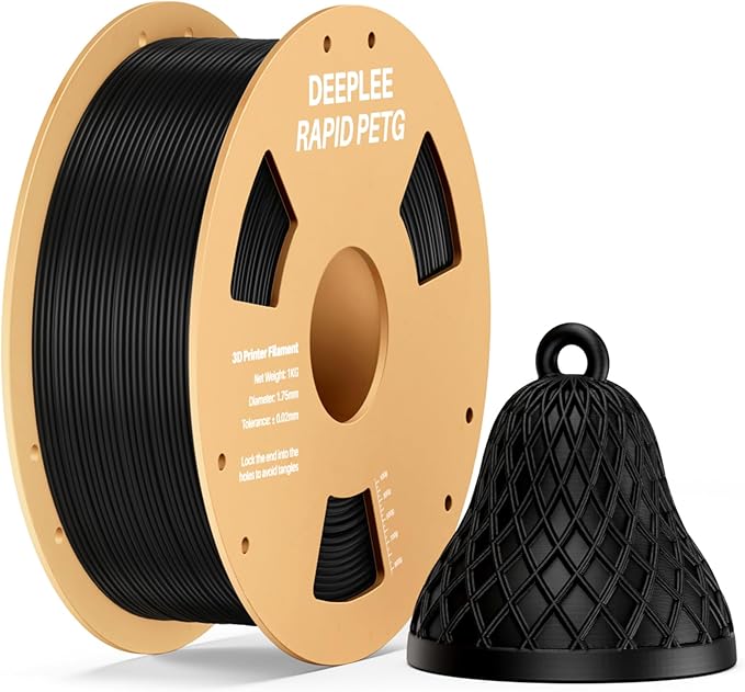 Rapid PETG Filament 1.75mm, High Speed PETG 3D Printer Filament Up to 600 mm/s, Dimensional Accuracy +/- 0.02 mm, Fits for Most FDM 3D Printers, 1kg Black