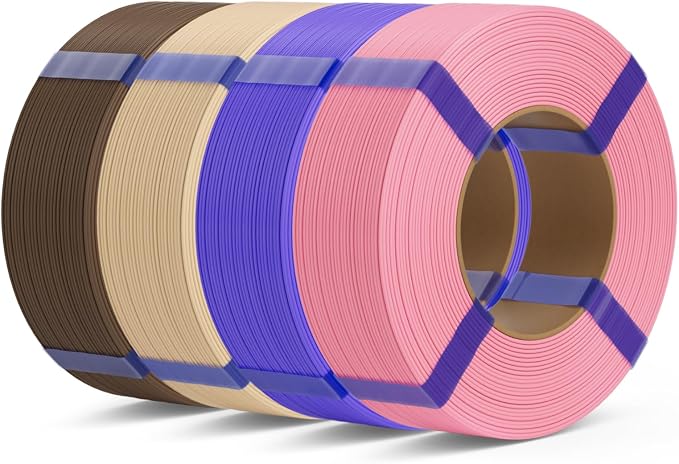 PLA Basic Refill Filament 1.75mm, No Spool 3D Printer Filament, Dimensional Accuracy +/- 0.02mm, Fits for Most FDM 3D Printers, 4KG Pink/Purple/Beige/Brown