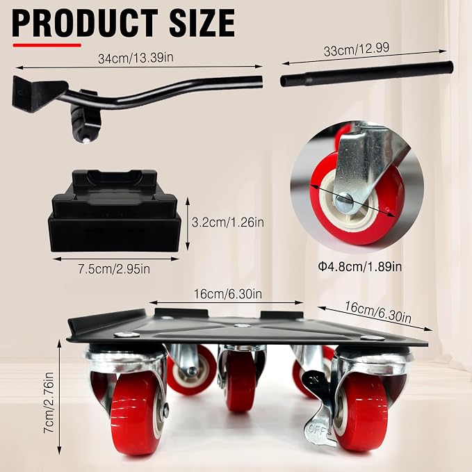 Furniture Dolly Set 5 Wheels Heavy Duty,6.3" Carbon Steel Panel Dolly, 360°Rotatable Rubber Universal Wheels,Non-Slip Sliders&Lifter,3300Lbs Load Capacity,Furniture Lifter for Sofa, Piano,Appliances
