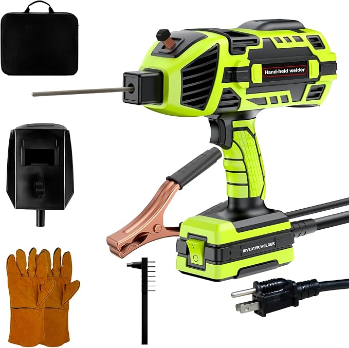 110V 120Amp Welding Machine Handheld Portable ARC Welder Gun Hand Held Welder Machine & 3/32" Stick Welding Electrode Rods 1LB