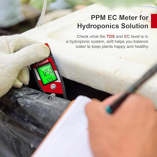 UIUZMAR pH Meter for Water Hydroponics Supplies - pH Up and Down Tester Digital PPM Meter EC Meter Combo for Home Growers – Accurate pH Tester TDS EC Reader for Hydroponics