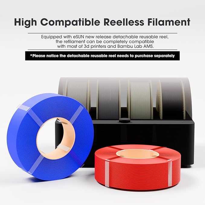 eSUN PLA Basic Refilament 1.75mm, 3D Printer Refill High Speed PLA for Fast Printing, 1KG Spoolless 3D Printing Filament for High Speed 3D Printers, Fire Engine Red