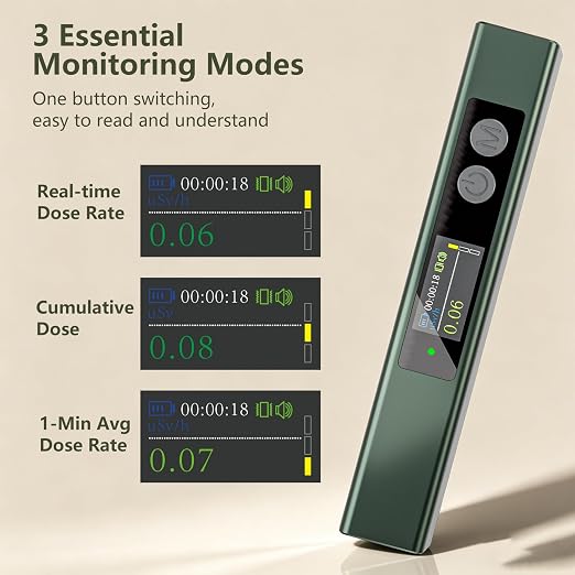 Professional Radiation Detector Geiger Counter Portable GM Tube X-Ray Gamma Beta Radiation Meter Real-Time Dosimeter with Vibration & Sound Alarm USB-C Rechargeable for Home Industrial Emergency Use