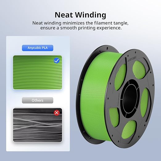 Anycubic PLA 3D Printer Filament, Intelligent PLA Filament Enhanced Smart Printing, 3D Printing PLA Filament 1.75mm Dimensional Accuracy +/- 0.02mm, 1KG Reusable Spool (2.2 lbs), Spring Leaf