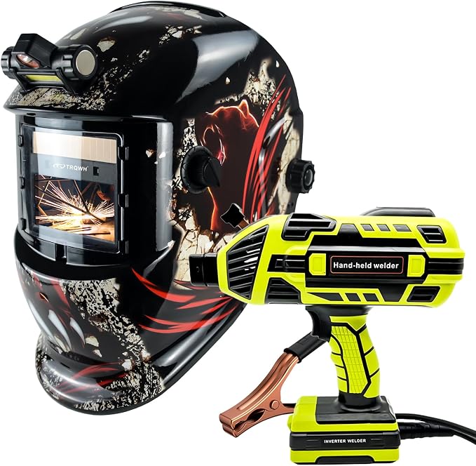 TRQWH Portable Welder Machine 110V ARC Handheld Welder & Auto Darkening Welding Helmet