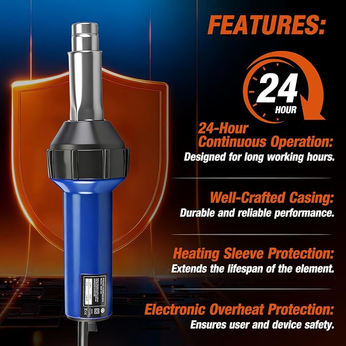 Hot Air Gun PVC Heat Gun Hand Held Plastic Welder heating gun 110V 1600W, Vinyl Welding Handheld Plastic Hot Air Heat Gun Welding Torch with Various Rollers & Stainless Steel Nozzles