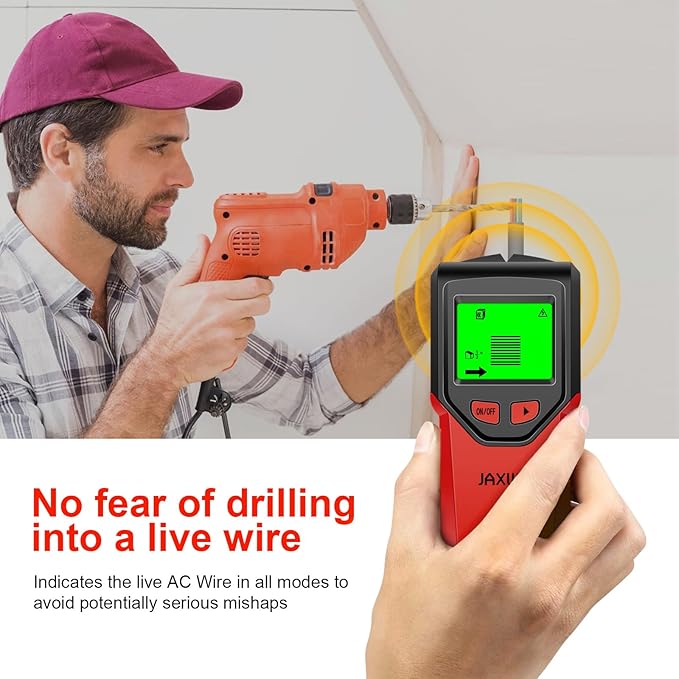 Stud Finder Wall Scanner - 5 in 1 Stud Finder Tool w/Smart Chip and HD LCD Display, Stud Detector Beam Finders for the Center and Edge of Wood AC Wire Metal Studs Joist Pipe (Cherry)