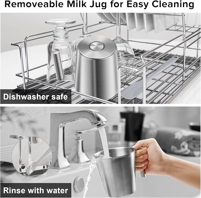 Secura 17oz Detachable Milk Frother and Steamer, Stainless Steel Electric Hot/Cold Foam Maker for Lattes, Cappuccinos & Hot Chocolate, Upgraded 2-in-1 Whisks, Non-Stick & Teflon-Free Design