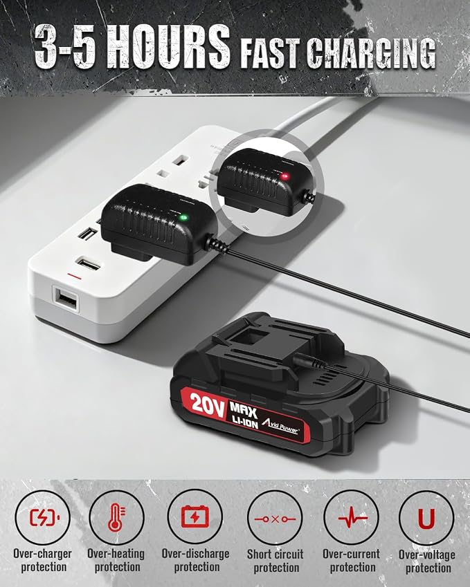 AVID POWER Brushless Power Drill Set, 20V Cordless Drill Driver Kit with 2.0Ah Battery and Charger, 3/8-Inch Metal Chuck, 355 In-lbs Torque, 2-Variable Speed, 26 Position and 22pcs Accessories