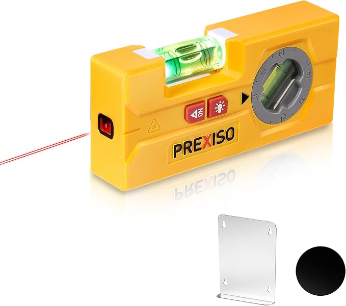 PREXISO 2-in-1 Line Laser Level - Mini Torpedo Level with Light, 3-3/4 inch Rotatable Magnetic Pocket Level & 30Ft Laser Line Leveler Tool for Hanging Picture, Wall Marking Painting, Home Renovation