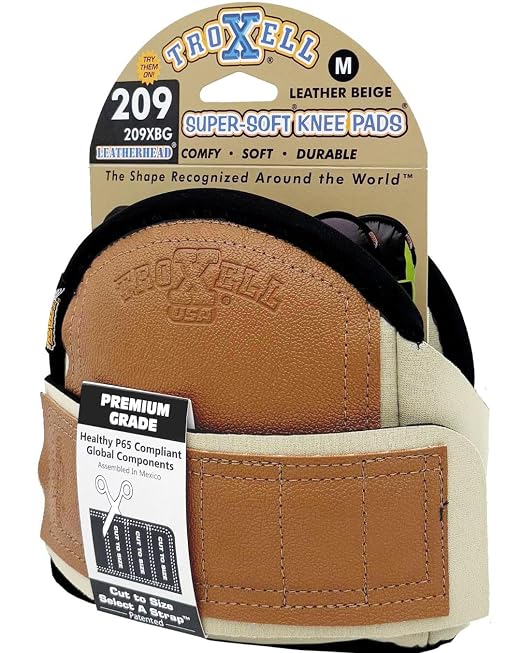 TROXELL USA - SuperSoft Beige Leatherhead Kneepads (Medium Size/Bagged in Pairs)