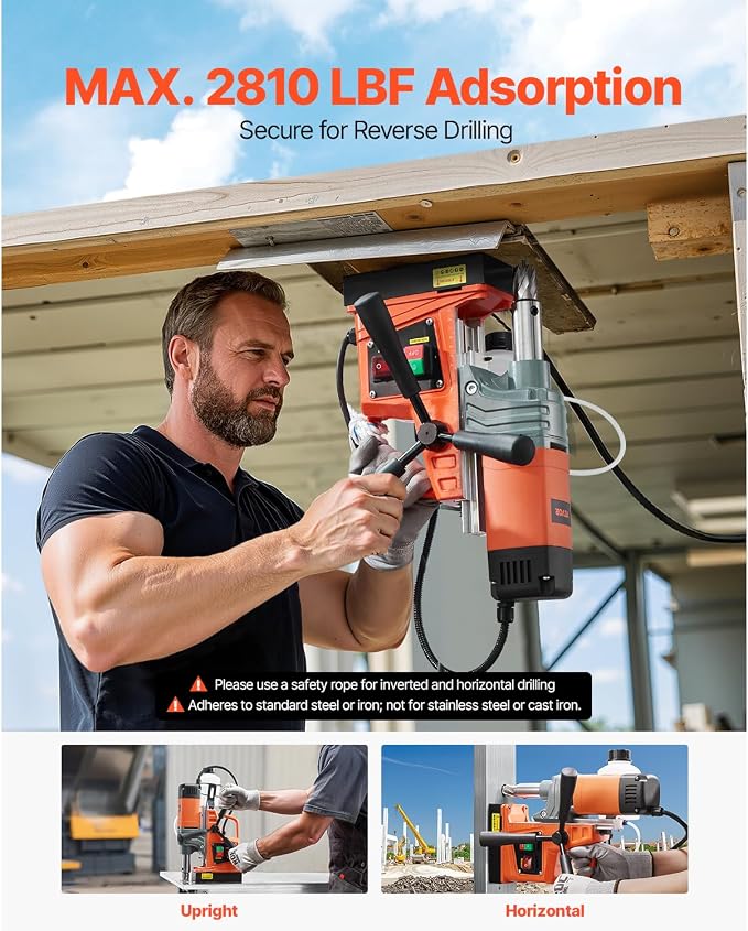 VEVOR Mag Drill Press, 1300W 1.57" Boring Diameter, 2922lbf Power Portable Magnetic Drill, 810 PRM, Electric Drilling Machine for Metal Surface, Industrial and Home Improvement