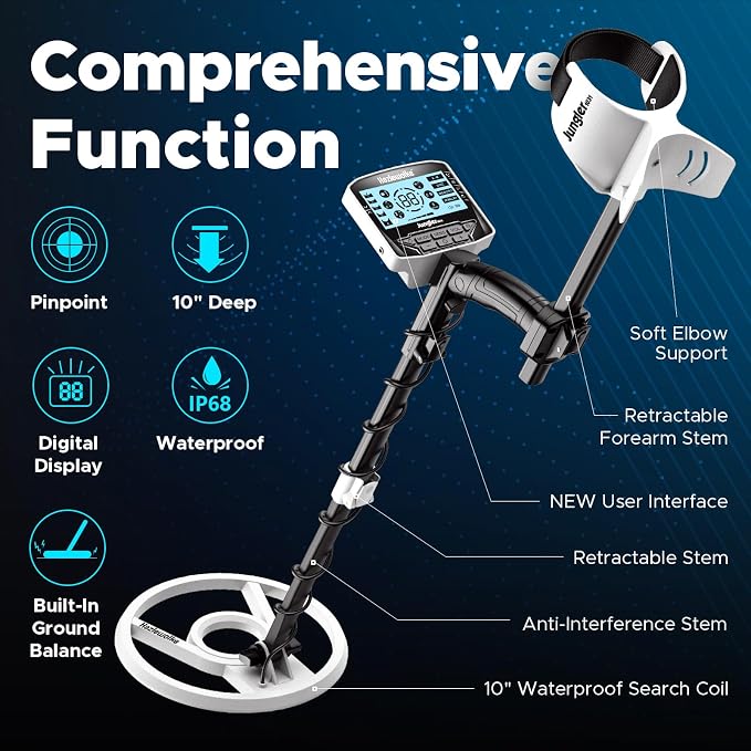Metal Detector for Adults, 5 Professional Mode with Higher Accuracy 10” Waterproof Coil for Gold Detecting