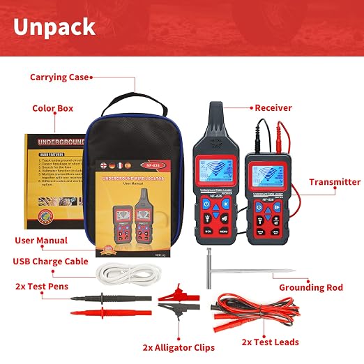 Underground Cable Locator, Rocky Mars Cable Tester Wire Tracker | NF826 Underground Wire Locator for Dog Fence Cables, Test Short Circuit Breaker of Wall