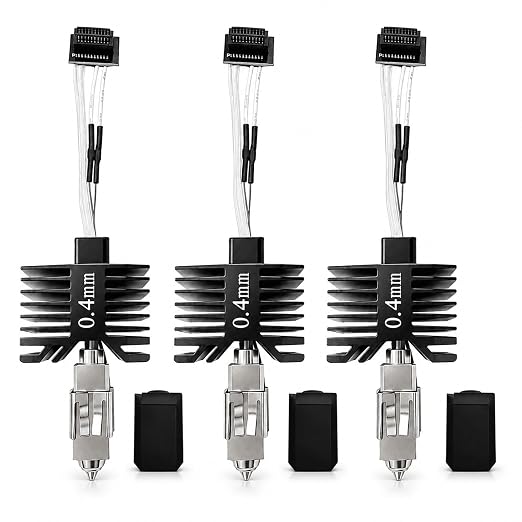 3PCS 0.4mm Integrated Hotend Nozzle for Bambu Lab P1P/P1S, Hardened Steel All-Metal Print Head, 300℃ High Temp, Built-in Thermistor & Ceramic Heater, High Precision Printing