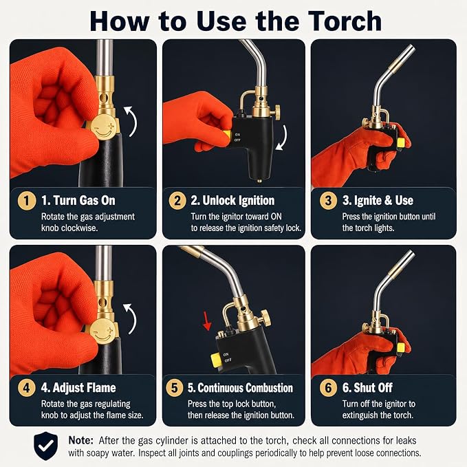 TS8000 Propane Torch Head by Wadoy, High Intensity Trigger-Start Soldering Torch Compatible with MAPP/Propane for Soldering, Brazing, Welding, Searing Steak, Map Gas Propane Torch Head