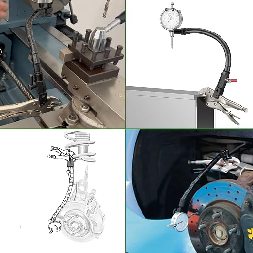HDLNKAK Premium Disc and Rotor/Ball Joint Gage, Indicator Magnetic Base and Flex Arm Combo, 360 Deg Flexible Stem Holder for Digital/Dial Indicator Gauge,
