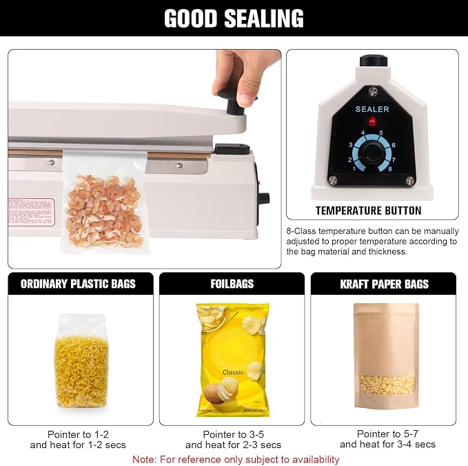 20 Inch Commercial Impulse Sealer Machine | Heavy duty industrial heat sealer with 3mm wide seal strip & aluminum body. Ideal for bulk sealing & packaging lines.