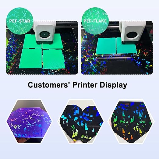 257x257mm PEF+PEY Holographic Build Plate for Bambu Lab X2D/P2S/A1/X1C/X1/X1E/P1P/P1S, Rainbow Confetti PEF+Galaxy PEY Spring Steel Plate Print Bed for Bambu Labs 3D Printer