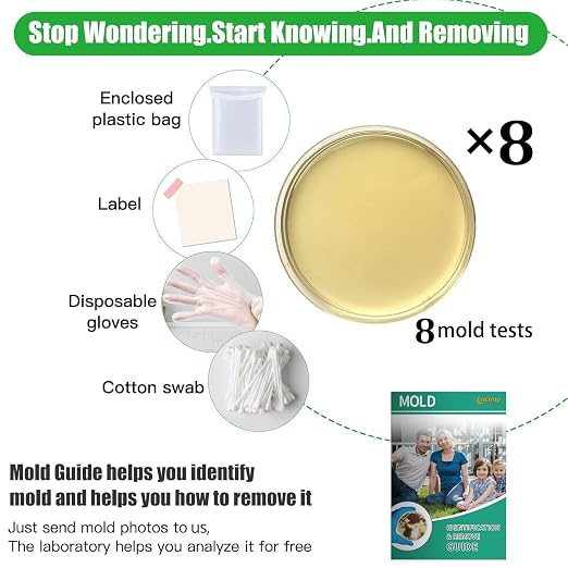 Mold Test Kit for Home Within 8 Individual Tests,DIY Detector at Home,Surface Mold,HVAC,Indoor Air Quality Testing Kits,Black Mold Testing,Includes Detailed Mold Identification Guide and Free Lab
