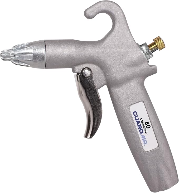 Guardair 80 Whisper Jet Safety Air Gun with Volume Control, Pistol Style Grip, Ideal for Cleaning Bench Tops and Work Stations, Gray