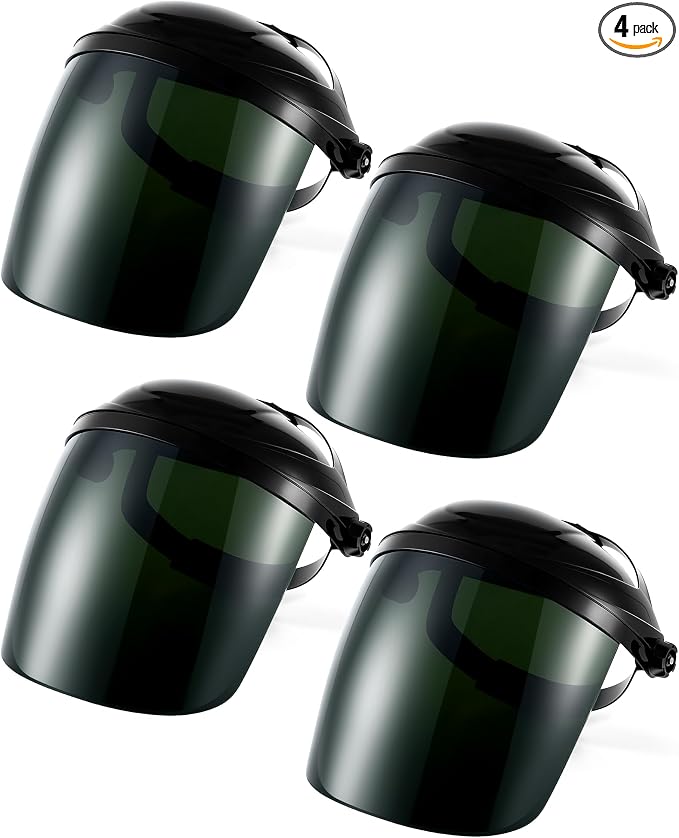 Tellegloww 4 Pack Welding Helmet Mask, Safety Face Shield for Grinding and Cutting, Full Impact Resistant Face Shield Mask for Argon Arc and Gas Shielded Welding