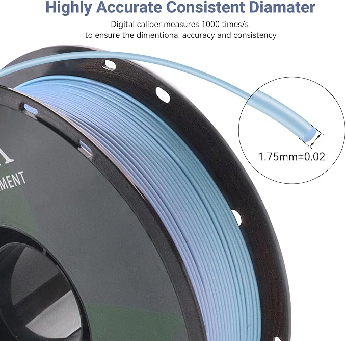 Matte Rainbow PLA 3D Printer Filament, 1.75mm, 1KG Spool (2.2lbs),Gradient Filament for Most FDM 3D Printers, Winter Blue