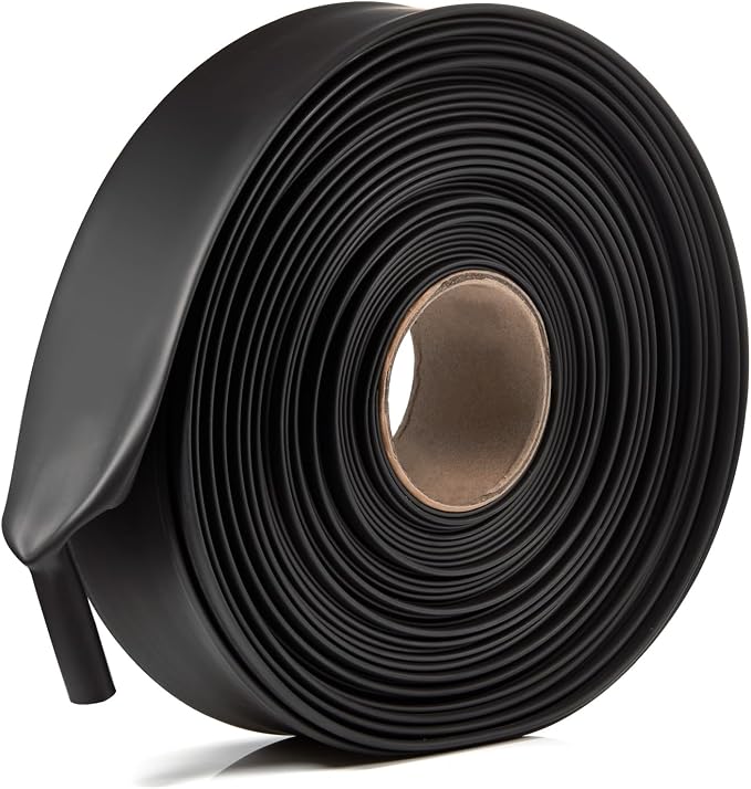 Chanzon 1-1/2 inch (39mm) Black Heat Shrink Tubing - 3:1 Ratio, Marine Grade Waterproof, Dual Wall Adhesive Lined, 80ft Roll 1pcs
