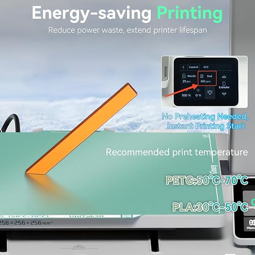 Energy-Saving Cold Build Plate for Bambu Lab X2D/P2S/P1S/A1/P1P/X1C/X1/X1E 3D Printers,257x257mm Double Sided Glossy+Matte Low-Temperature Print,Strong-Adhesion Platform(No Glue Required)-1PCS