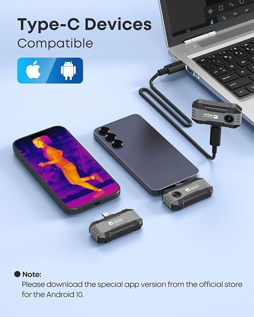 Thermal Master P1 - Thermal Camera for USB-C iPhone & Android, 320x240 Super Resolution Infrared Imager w/3.6℉ Accuracy, -4℉-1112℉ High Temp, Spot Tracker, 15x Zoom, 160x120 Ir Resolution, Grey