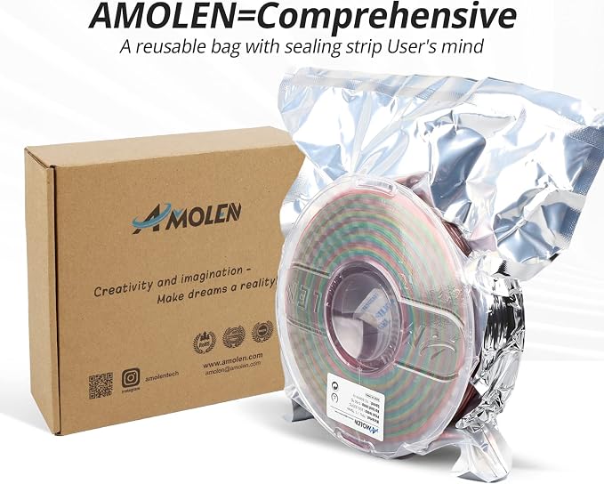 AMOLEN TPU 3D Printer Filament, Transparent Multicolor Rainbow TPU 1.75mm, Color Change Flexible Soft TPU 3D Printing Filament Supports High Speed, 1kg Spool(2.2lbs)