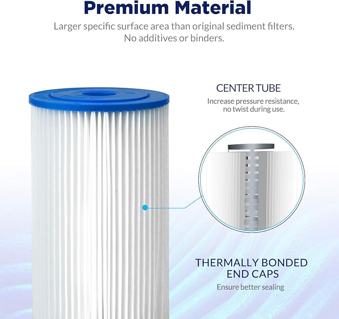 Membrane Solutions 50 Micron Pleated Water Filter Home 10"x4.5" Whole House Heavy Duty Sediment Replacement Cartridge Compatible with ECP10-1,ECP20-BB,R50-BBSA,FXHSC,CB1-SED10-BB (4 Pack)