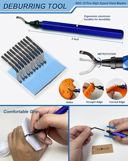 3D Printing Tool Kits for 3D Printer with Wood Toolbox 124Pcs 3D Printing Accessory Includes Deburring Tool,Sanding Pens, Tube Cutter for 3D Print Model Removing, Cleaning, Finishing