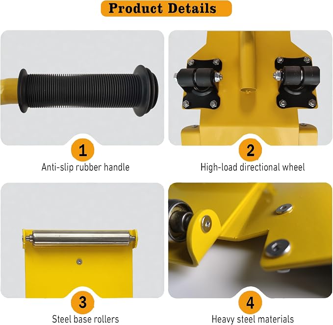 Heavy Duty Tire Lifting Tool with Extendable Handle, Adjustable Tire Dolly and Tire Lift Caddy for Car SUV Truck Tire Installation & Removal