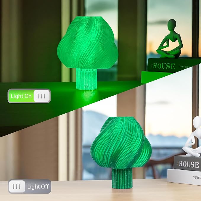 IEMAI Glitter Clear PETG Filament 1.75mm Green 1KG, Sparkly Transparent Finish 3D Printer Filament Easy to Print for Lampshades, Home Decor & DIY Models