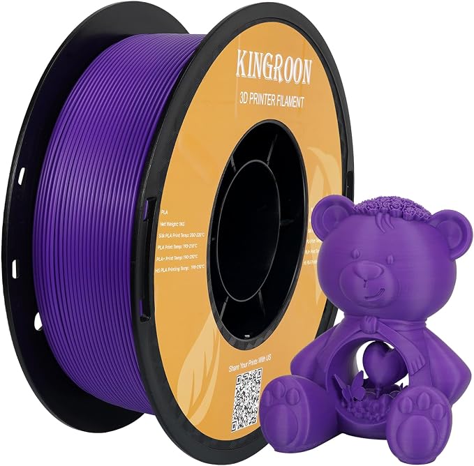 Kingroon High Speed PLA 3D Printer Filament 1.75mm, 3D Printer Rapid Filament for 30-600mm/s Hyper Printing Filament, Dimensional Accuracy +/- 0.03 mm, 1kg Plastic Spool(2.2lbs) (Purple)