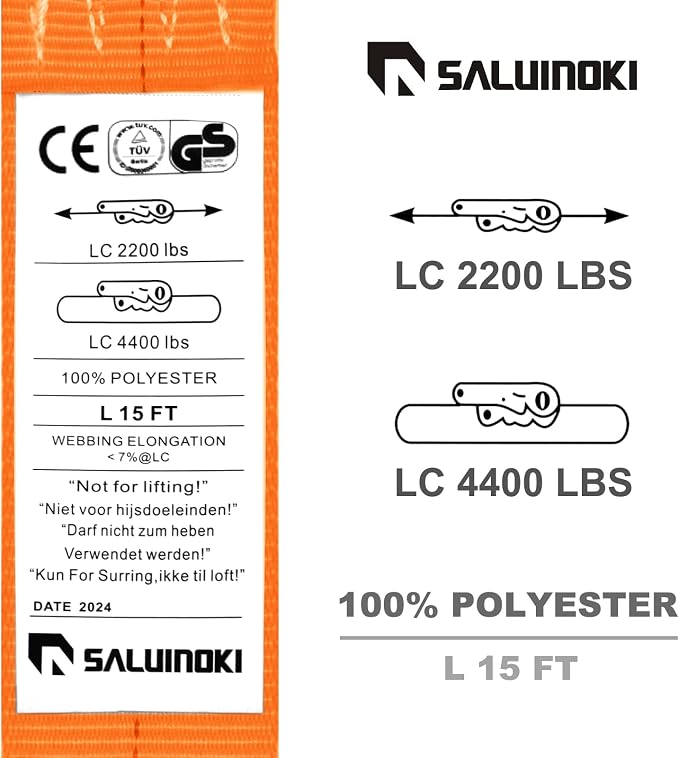8Pack 2 inch Ratchet Straps Heavy Duty 15 ft J Hook with Anti-Loss Lock, 2 inch Tie Down Straps for Trucks, Cargo Straps Ratcheting Orange