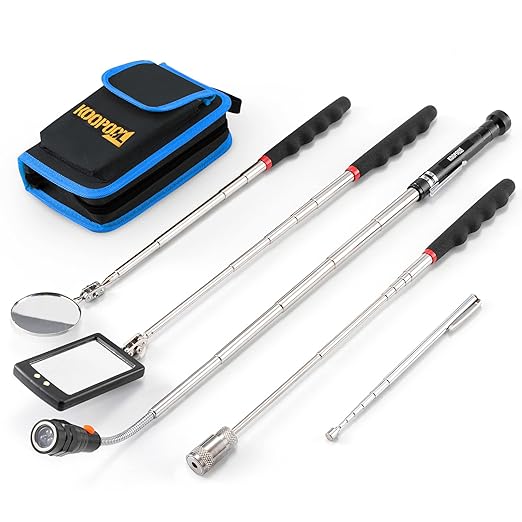 Telescoping Magnetic Pickup Tool Set, Inspection Mirror Telescoping, LED Flashlight, Cool Gadgets for Men, Father’s Day Gift, Gifts for Dad, Husband, Kids, Boyfriend, Magnet Stick (Blue)