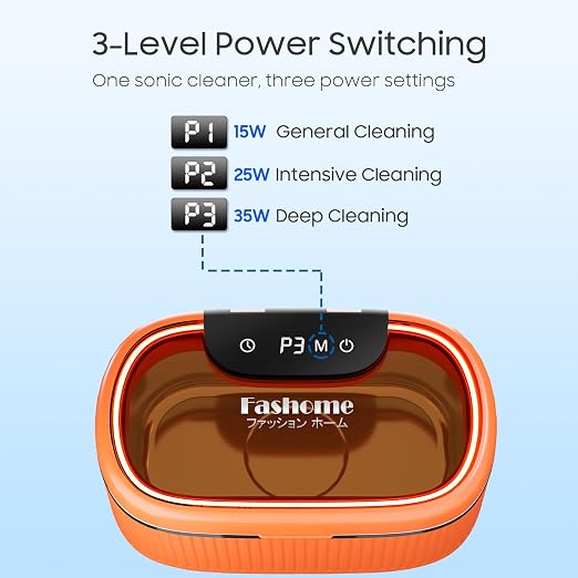 Ultrasonic Jewelry Cleaner with 45kHz for Rings, Glasses & Retainers | Deep Cleans Necklaces, Earrings & Watches • 20oz Tank • 3 Power Modes • 5 Timer Settings • 2 Cleaning Solutions