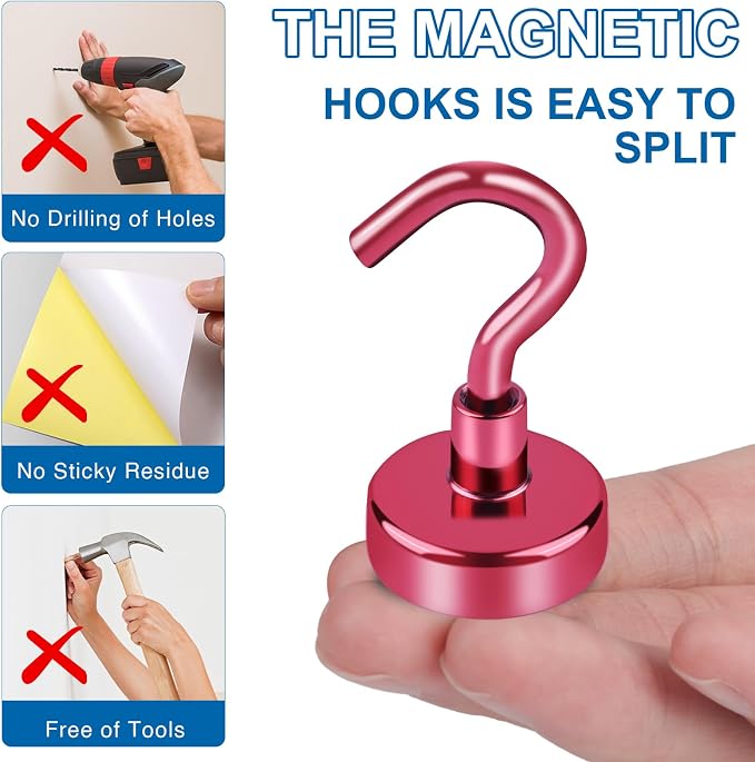 LOVIMAG Magnetic Hooks, Cruise Essentials 2026, 12 Pack-30LBS | Heavy Duty Strong Magnet Hook for Cruise Cabin, Refrigerator Fridge, Ship, Classroom, Kitchen Grills, Black