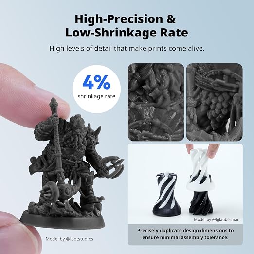 ANYCUBIC Water Washable ABS-Like Resin 3.0, 3D Printer Resin, High Toughness and High Precision, Easy to Post-Process, Low Odor, Wide Compatibility for All LCD 3D Printers (Black, 1kg)