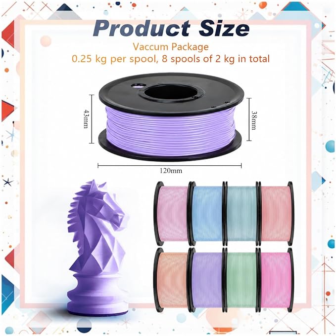 Pangda 3D Printer Filament Bundle 1.75mm Multicolor Matte or Silk PLA Filament 3D Printing Material for Halloween Thanksgiving Day Christmas Easter Holiday Crafting Decorations(Macaron Color)