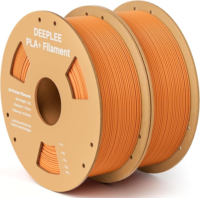 PLA+ 1.75mm 3D Printer Filament, PLA Plus with Dimensional Accuracy +/- 0.02mm, Higher Strength and Toughness, Neatly Wound, No Clogging, Fits for Most FDM 3D Printers, 2 Pack 1kg Orange